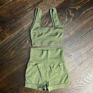 FP Movement by Free People Olive Green Shorts Set